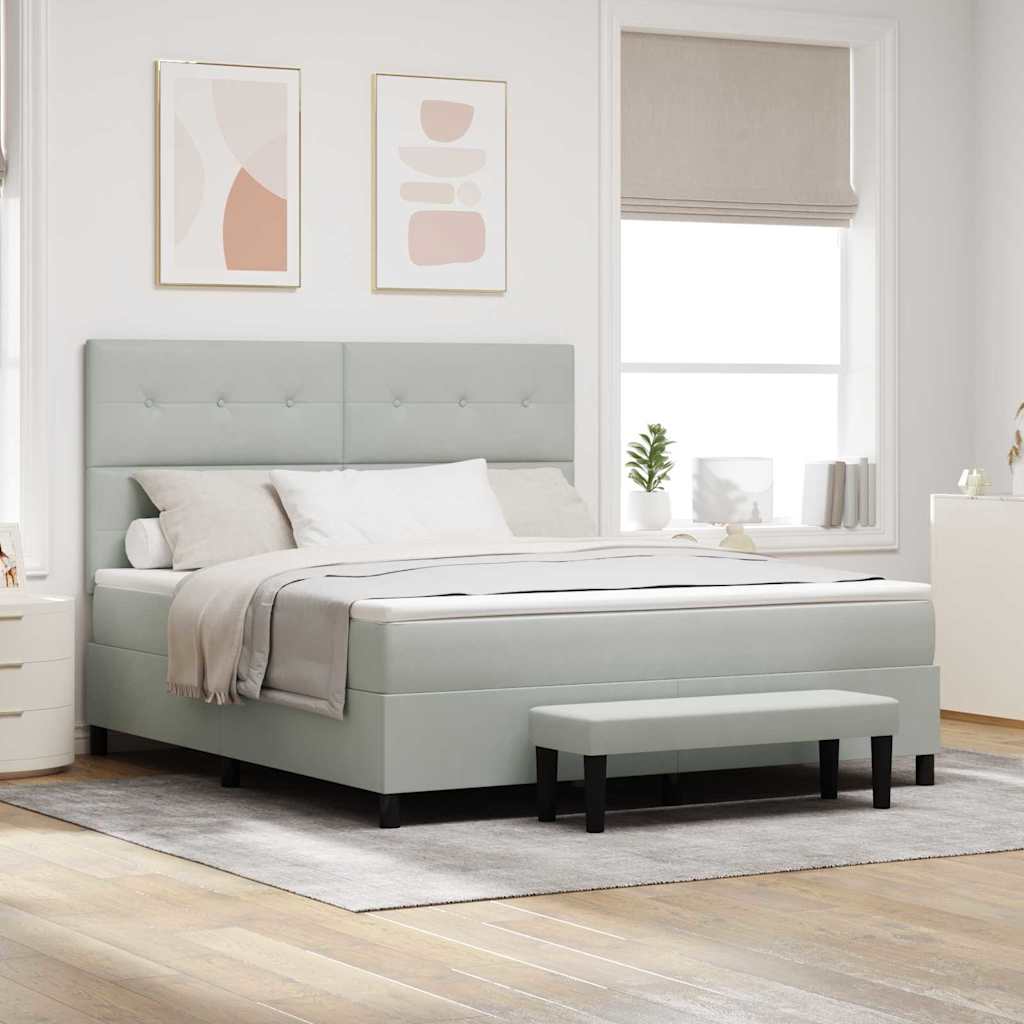 Krevet s opruga kutije Svijetlo siva 200 x 180 cm Baršun