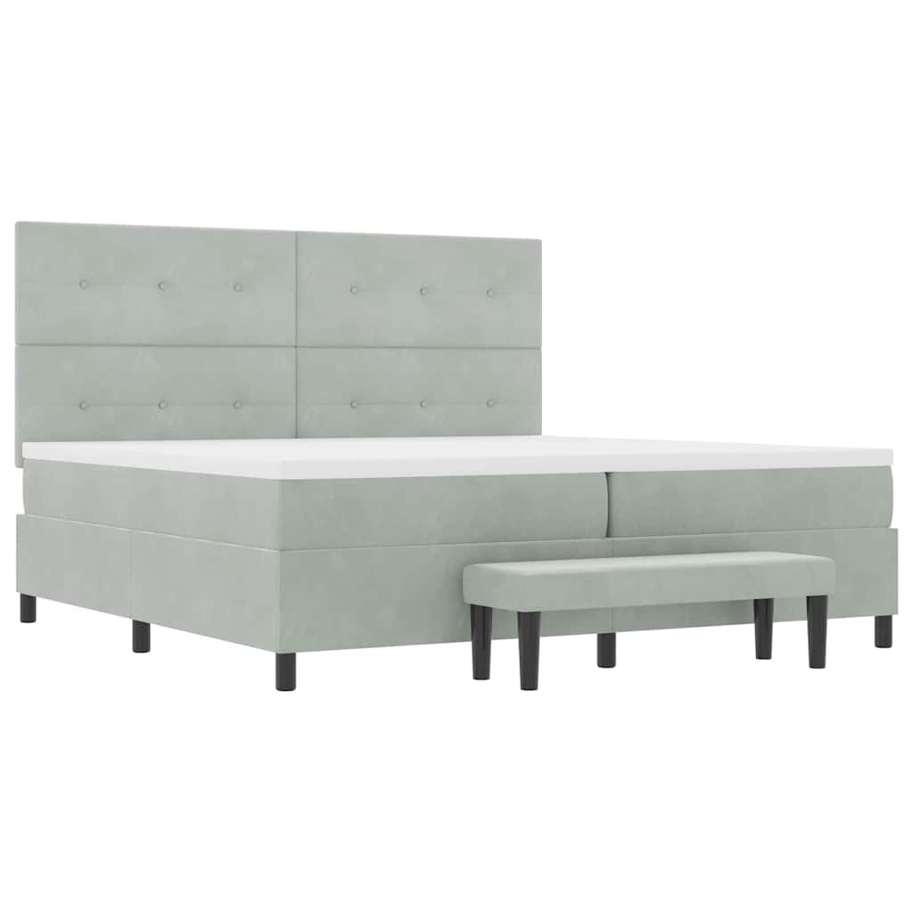 Krevet s opruga kutije Svjetlosiva 200 x 200 cm Baršun