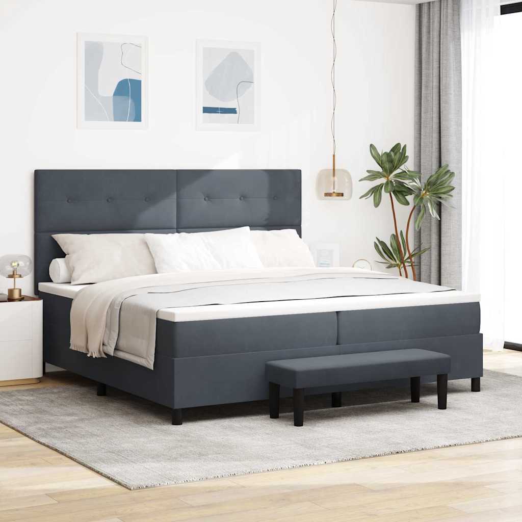 Krevet s opruga kutije Tamno siva 200 x 200 cm Baršun