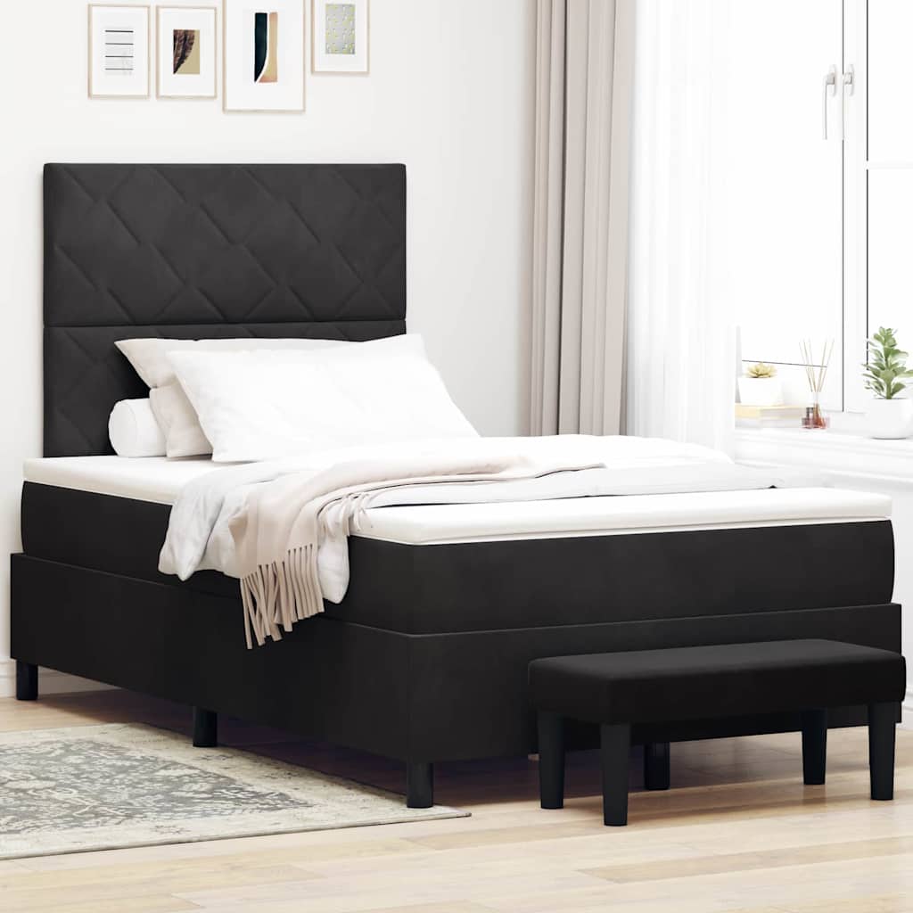 Krevet s opruga kutije s uzglavljem Crna 200 x 120 cm Baršun