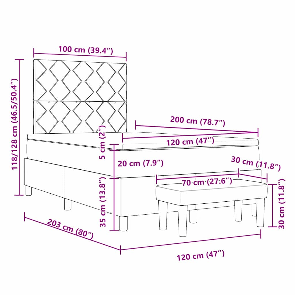 Krevet s opruga kutije Tamnozelena 200 x 120 cm Baršun