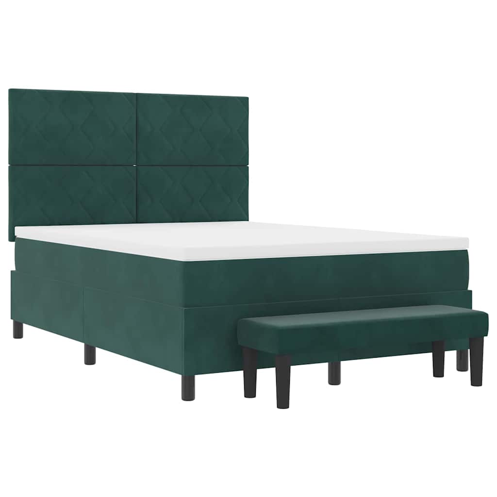 Krevet s opruga kutije Tamnozelena 200 x 140 cm Baršun