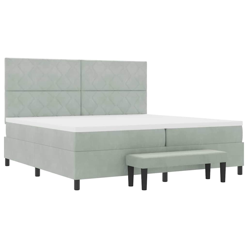 Krevet s opruga kutije Svijetlo siva 200 x 200 cm Baršun
