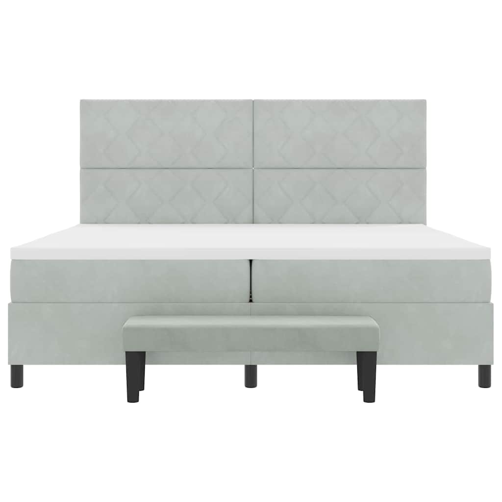 Krevet s opruga kutije Svijetlo siva 200 x 200 cm Baršun