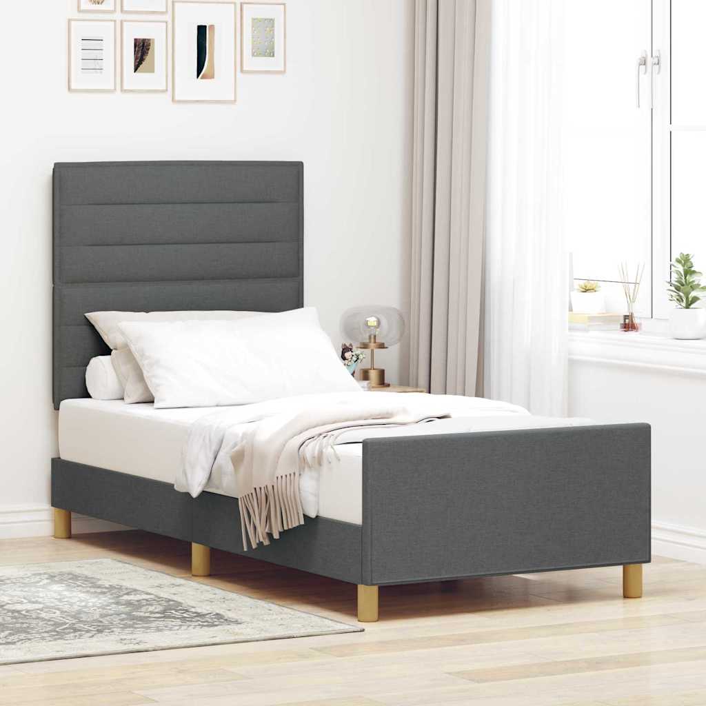 Krevetna konstrukcija Tamno siva 90 x 190 cm tkanina