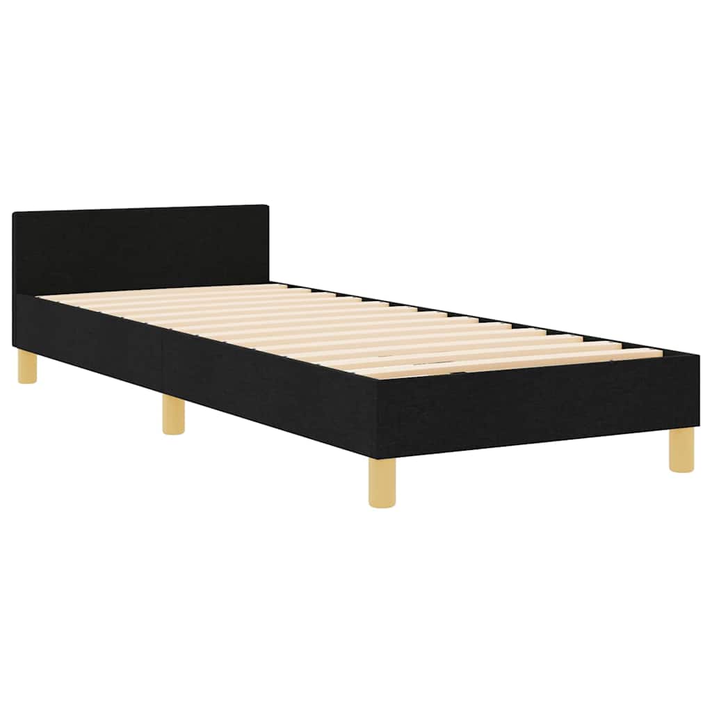 Krevetna konstrukcija s uzglavljem Crna 100 x 200 cm tkanina