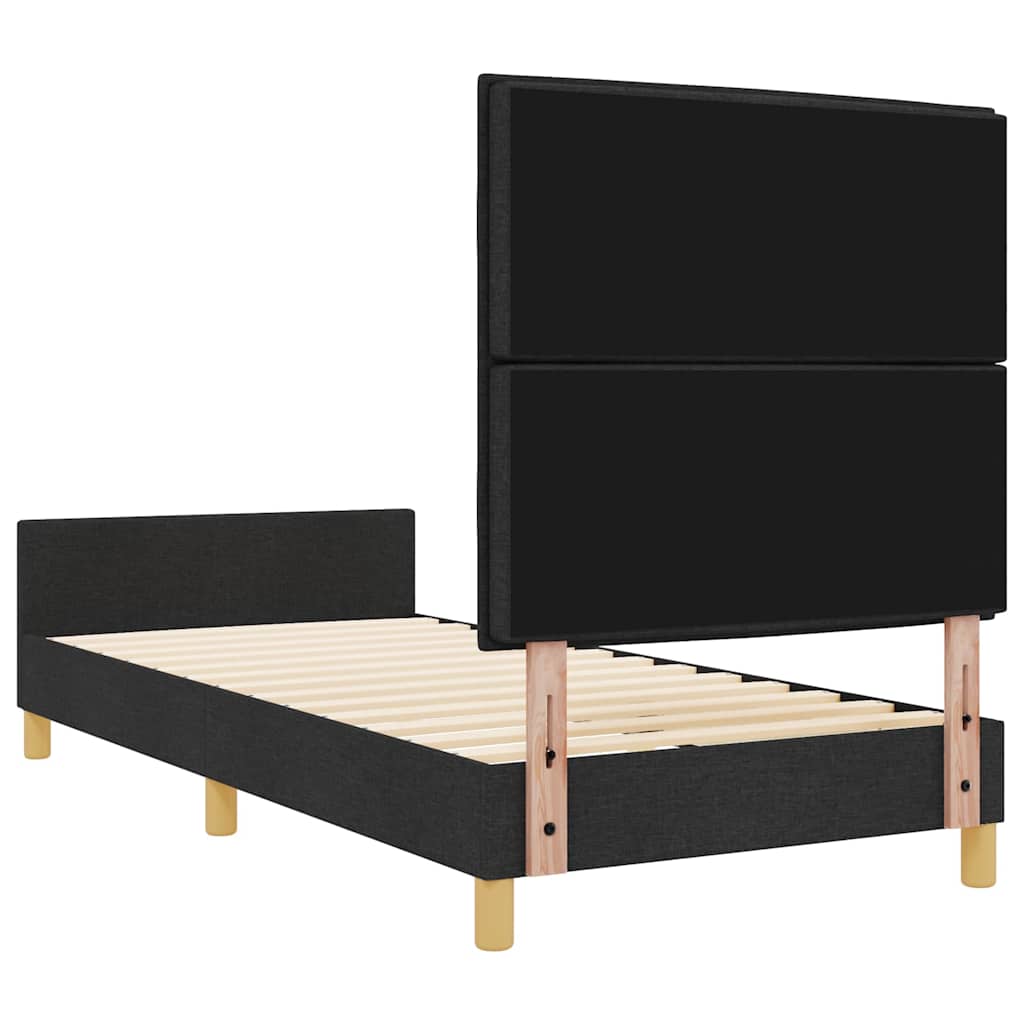 Krevetna konstrukcija s uzglavljem Crna 100 x 200 cm tkanina