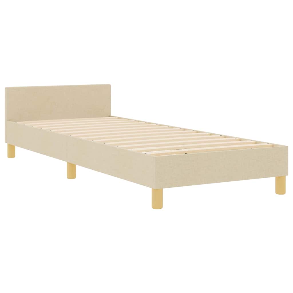 Krevetna konstrukcija s uzglavljem Krema 100 x 200 cm tkanina