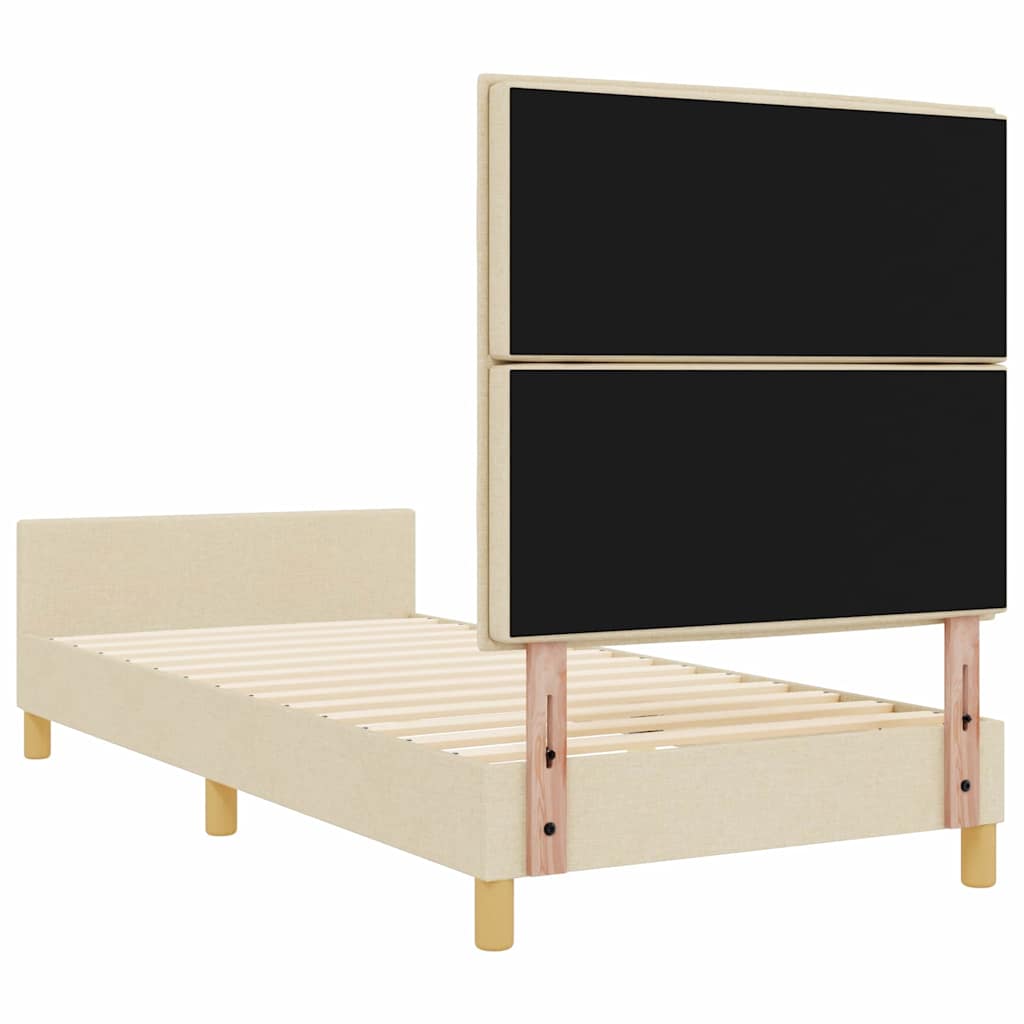 Krevetna konstrukcija s uzglavljem Krema 100 x 200 cm tkanina