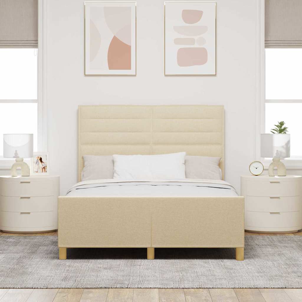 Krevetna konstrukcija s uzglavljem Krema 140 x 190 cm tkanina
