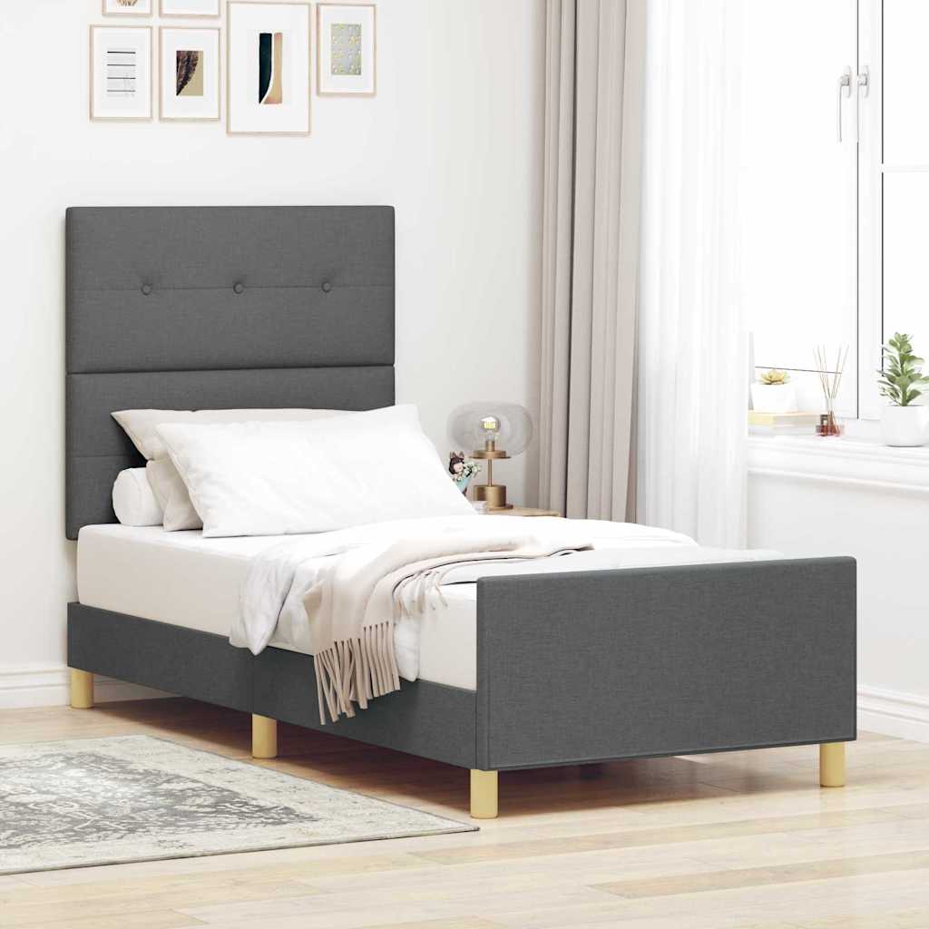 Krevetna konstrukcija Tamno siva 80 x 200 cm tkanina