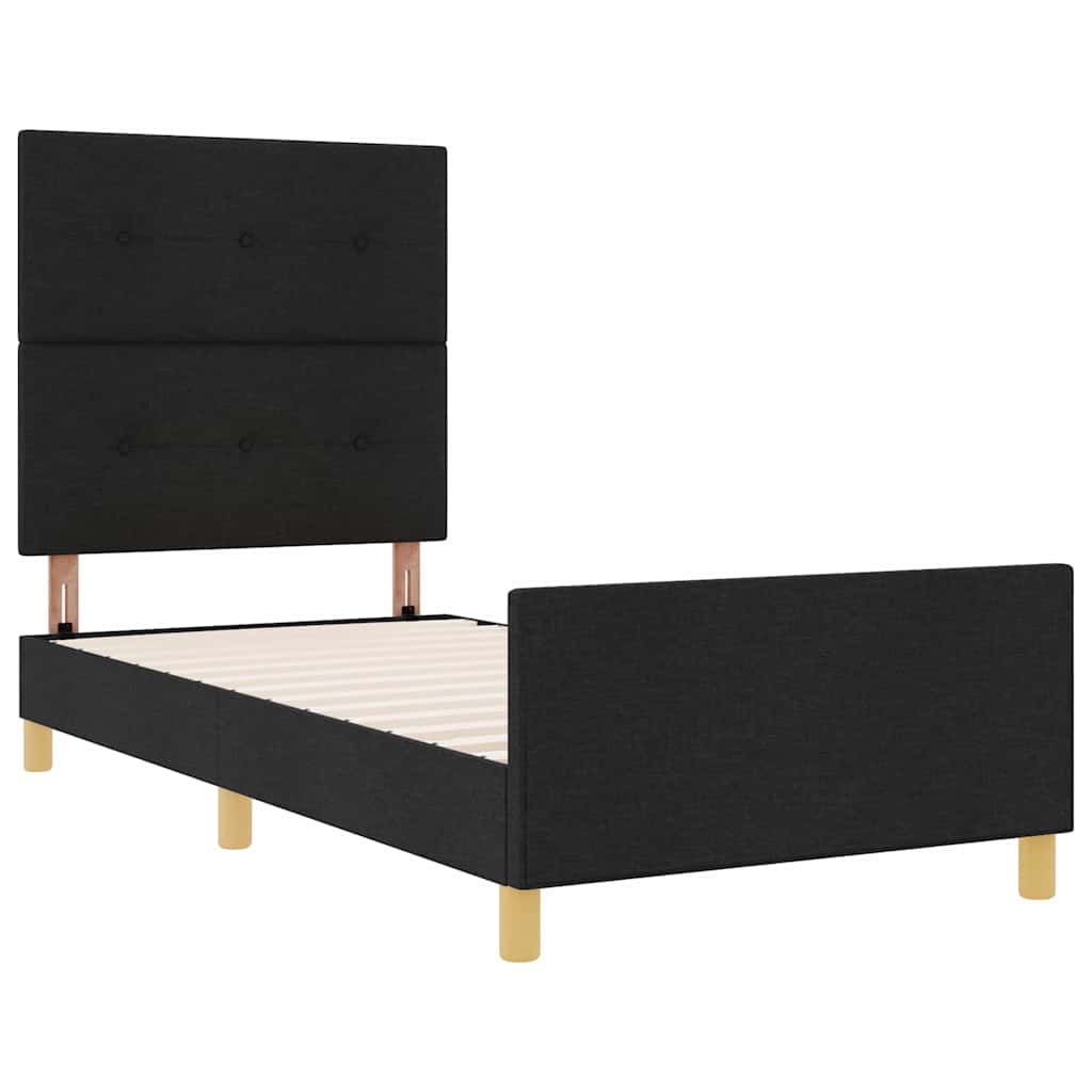 Krevetna konstrukcija s uzglavljem Crna 80 x 200 cm tkanina