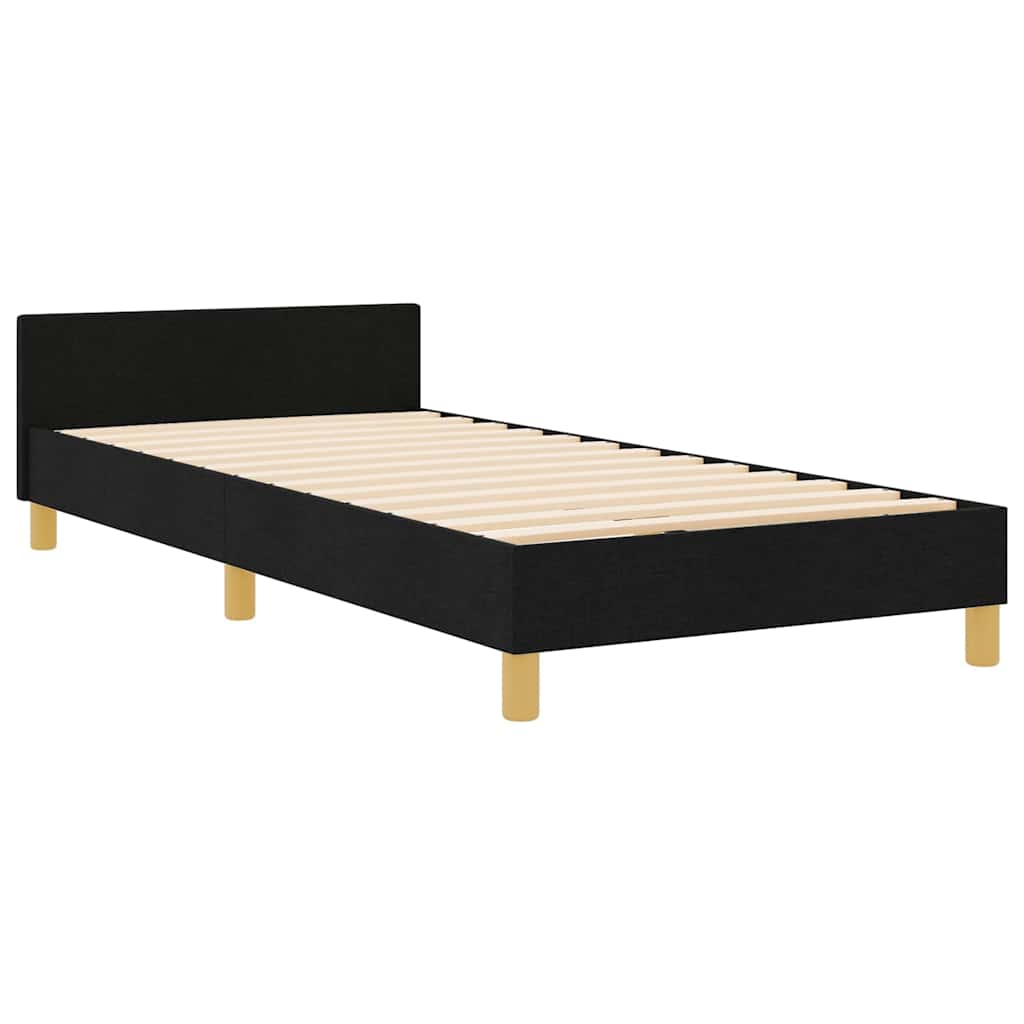 Krevetna konstrukcija s uzglavljem Crna 90 x 190 cm tkanina