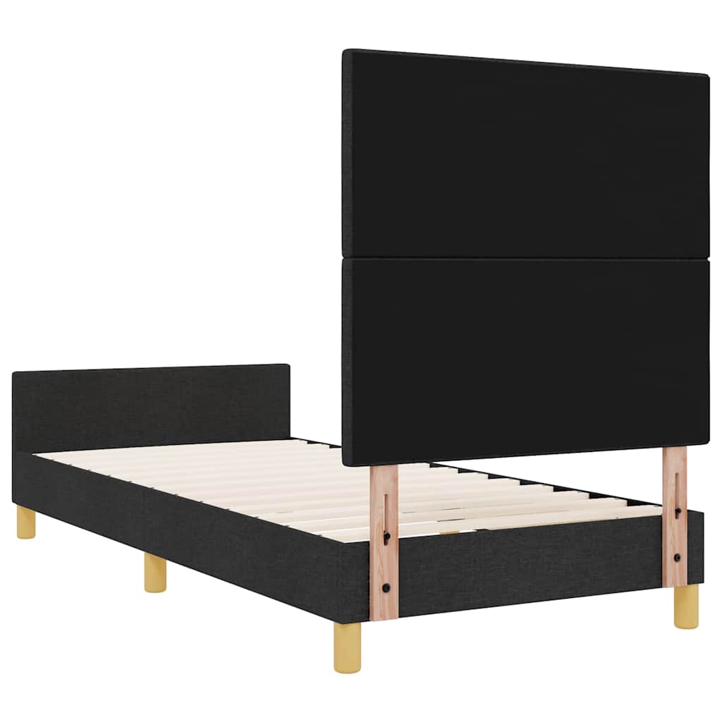 Krevetna konstrukcija s uzglavljem Crna 90 x 190 cm tkanina