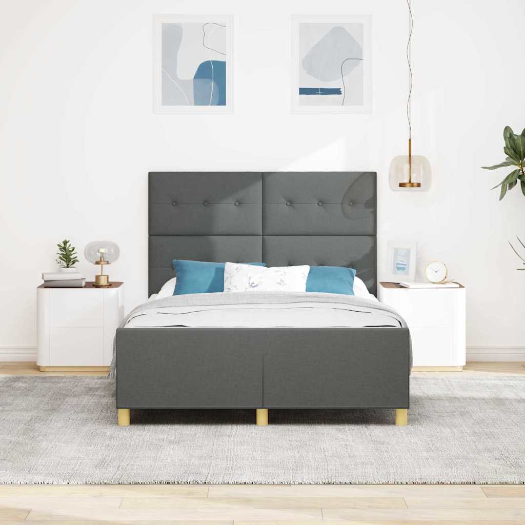 Krevetna konstrukcija Tamno siva 140 x 200 cm tkanina