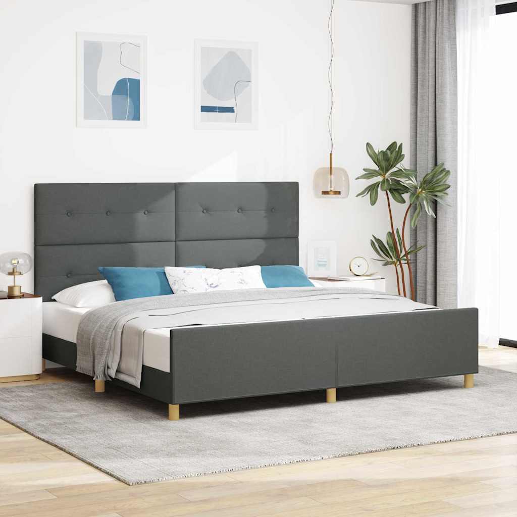 Krevetna konstrukcija Tamno siva 200 x 200 cm tkanina