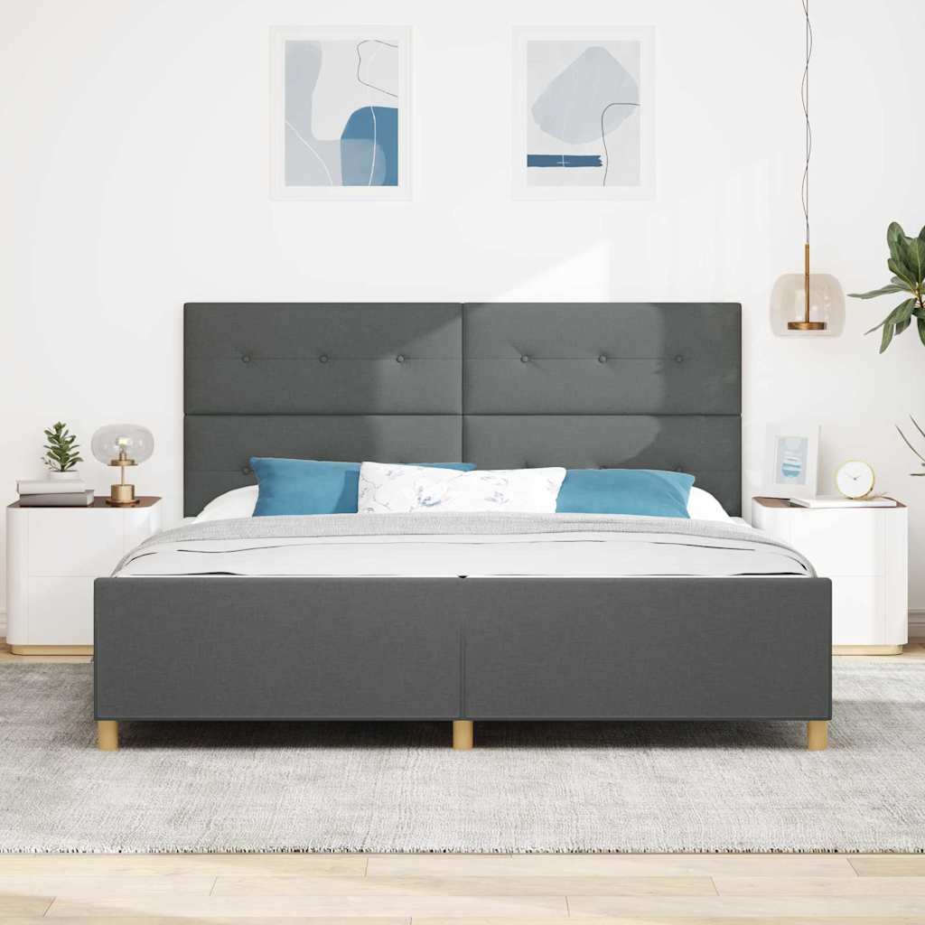 Krevetna konstrukcija Tamno siva 200 x 200 cm tkanina