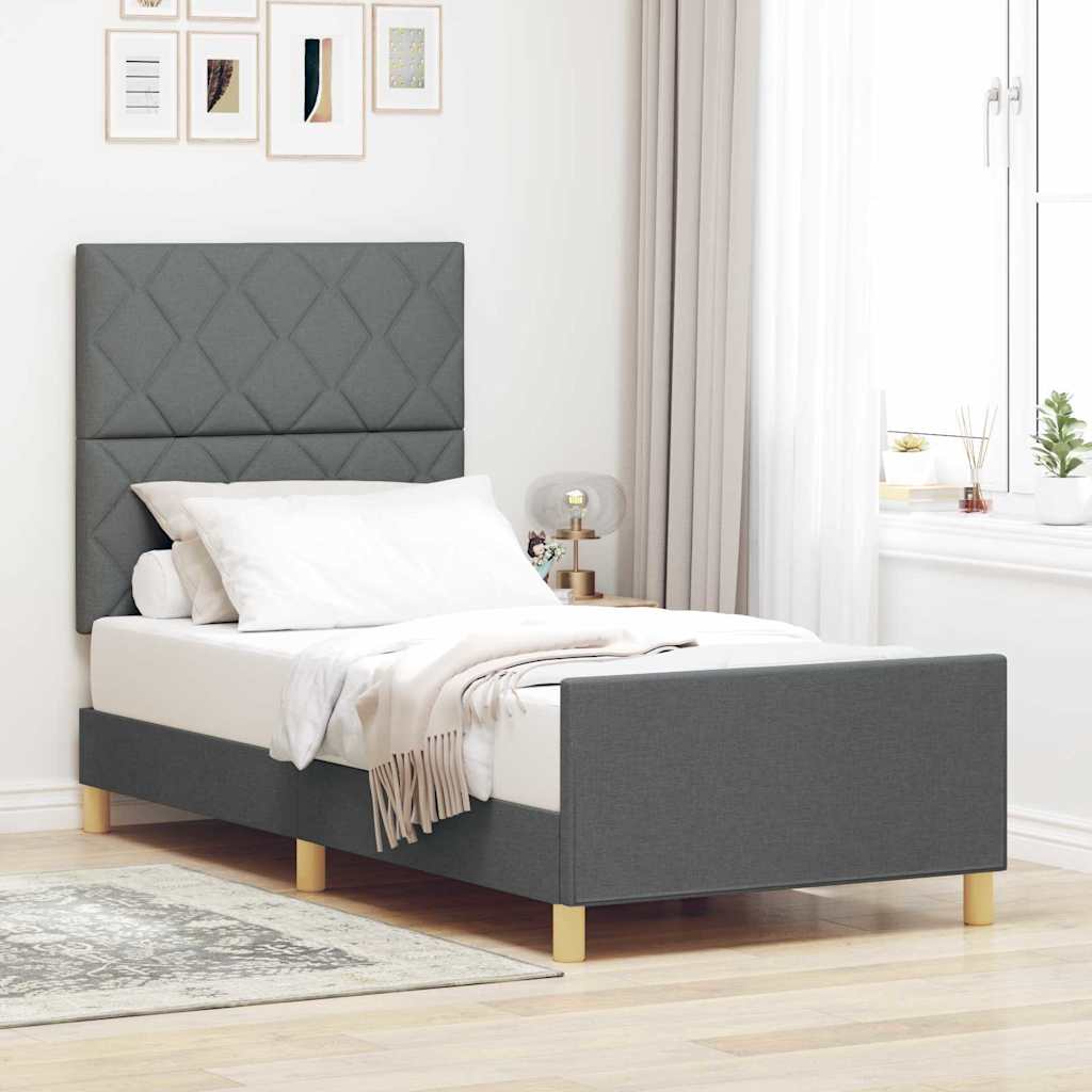 Krevetna konstrukcija Tamno siva 90 x 190 cm tkanina