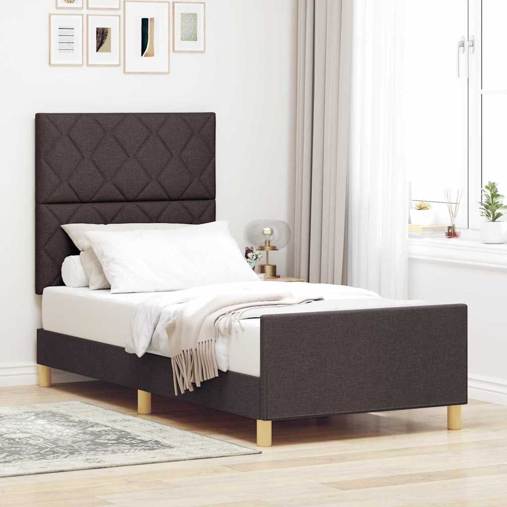Krevetna konstrukcija Tamno smeđa 90 x 200 cm tkanina