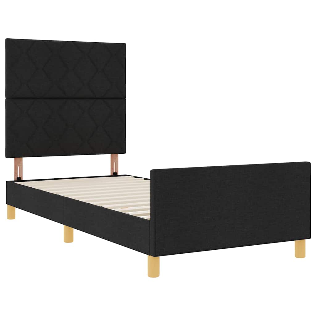 Krevetna konstrukcija s uzglavljem Crna 100 x 200 cm tkanina