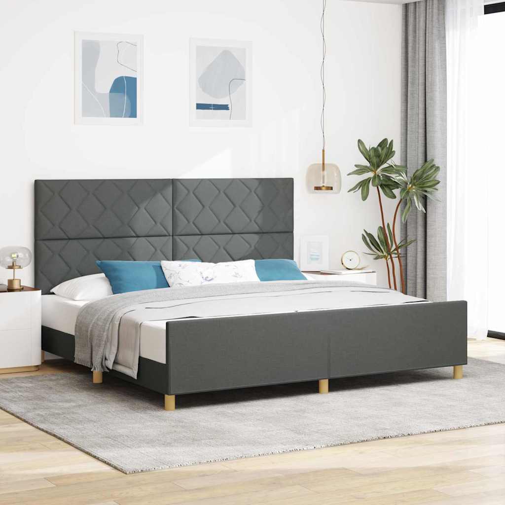 Krevetna konstrukcija Tamno siva 200 x 200 cm tkanina