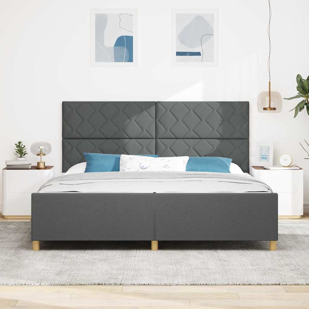 Krevetna konstrukcija Tamno siva 200 x 200 cm tkanina