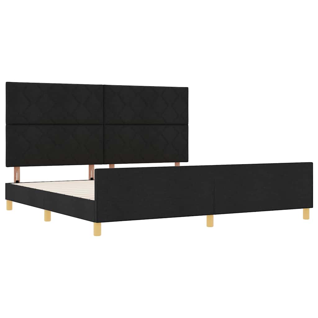 Krevetna konstrukcija s uzglavljem Crna 200 x 200 cm tkanina