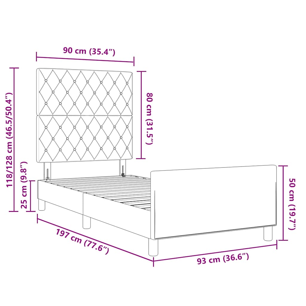 Krevet s opruga kutije Svjetlosiva 90 x 190 cm Baršun