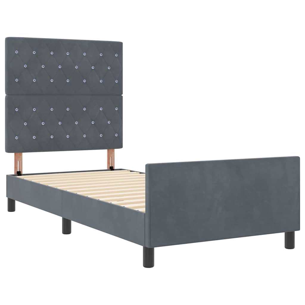 Krevet s opruga kutije Tamno siva 90 x 190 cm Baršun