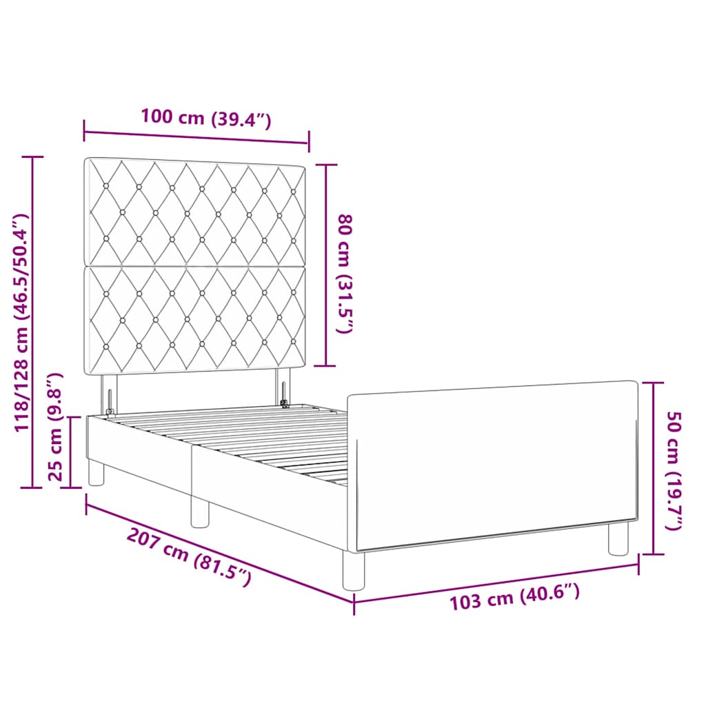 Krevet s opruga kutije Svjetlosiva 100 x 200 cm Baršun