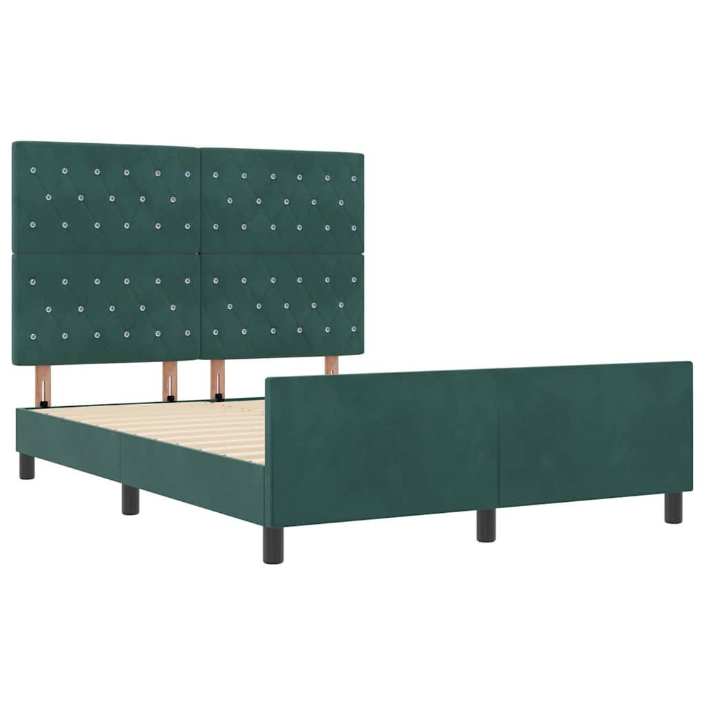 Krevet s opruga kutije Tamnozelena 140 x 190 cm Baršun