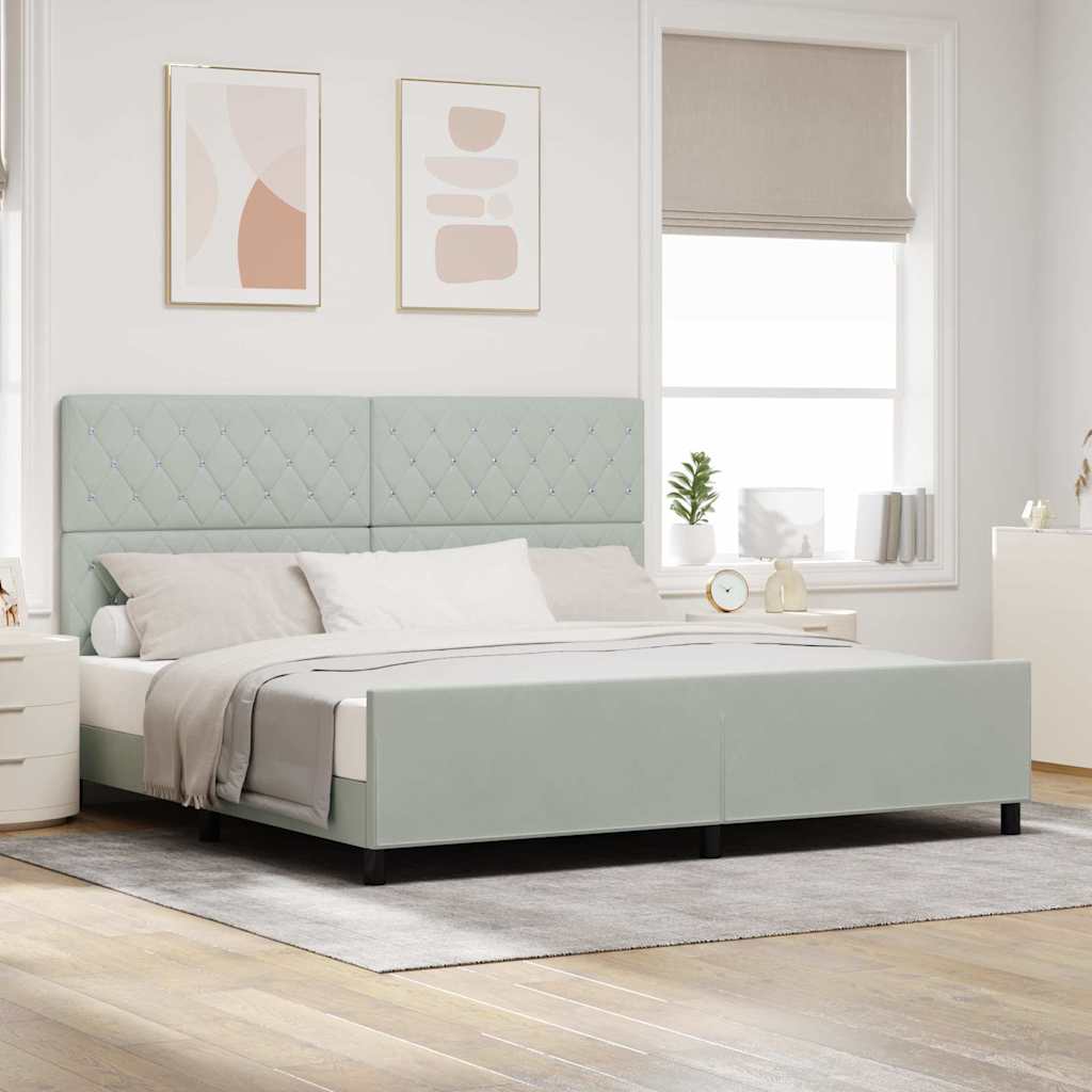 Krevet s opruga kutije Svjetlosiva 200 x 200 cm Baršun