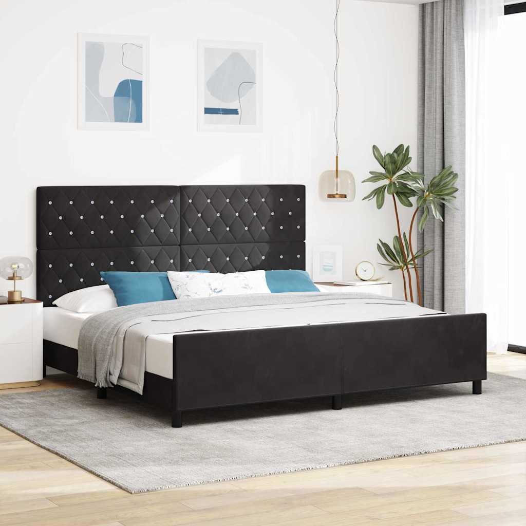 Krevet s opruga kutije s uzglavljem Crna 200 x 200 cm Baršun