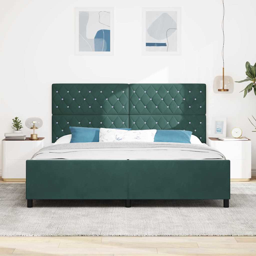 Krevet s opruga kutije Tamnozelena 200 x 200 cm Baršun