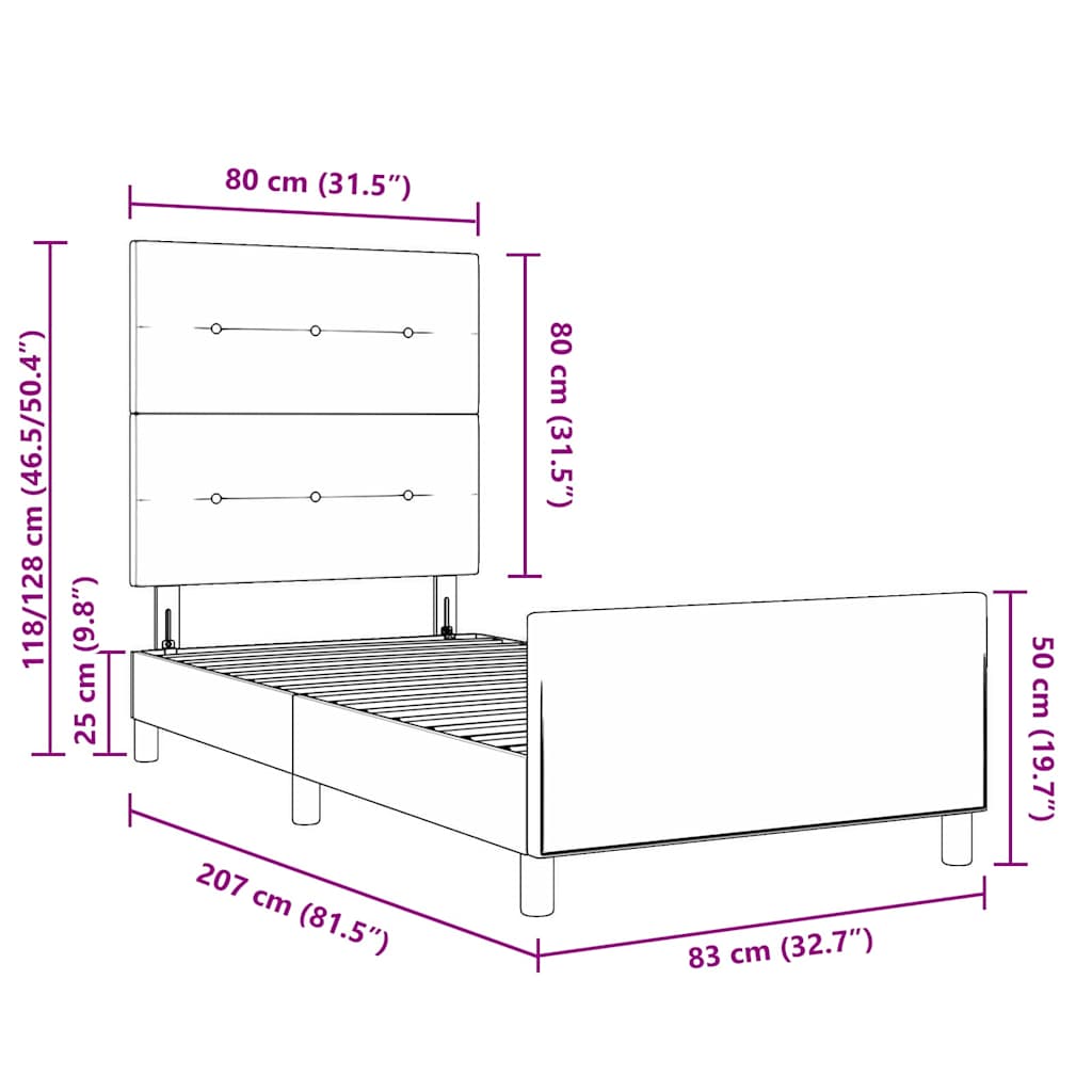 Krevet s opruga kutije Svjetlosiva 80 x 200 cm Baršun