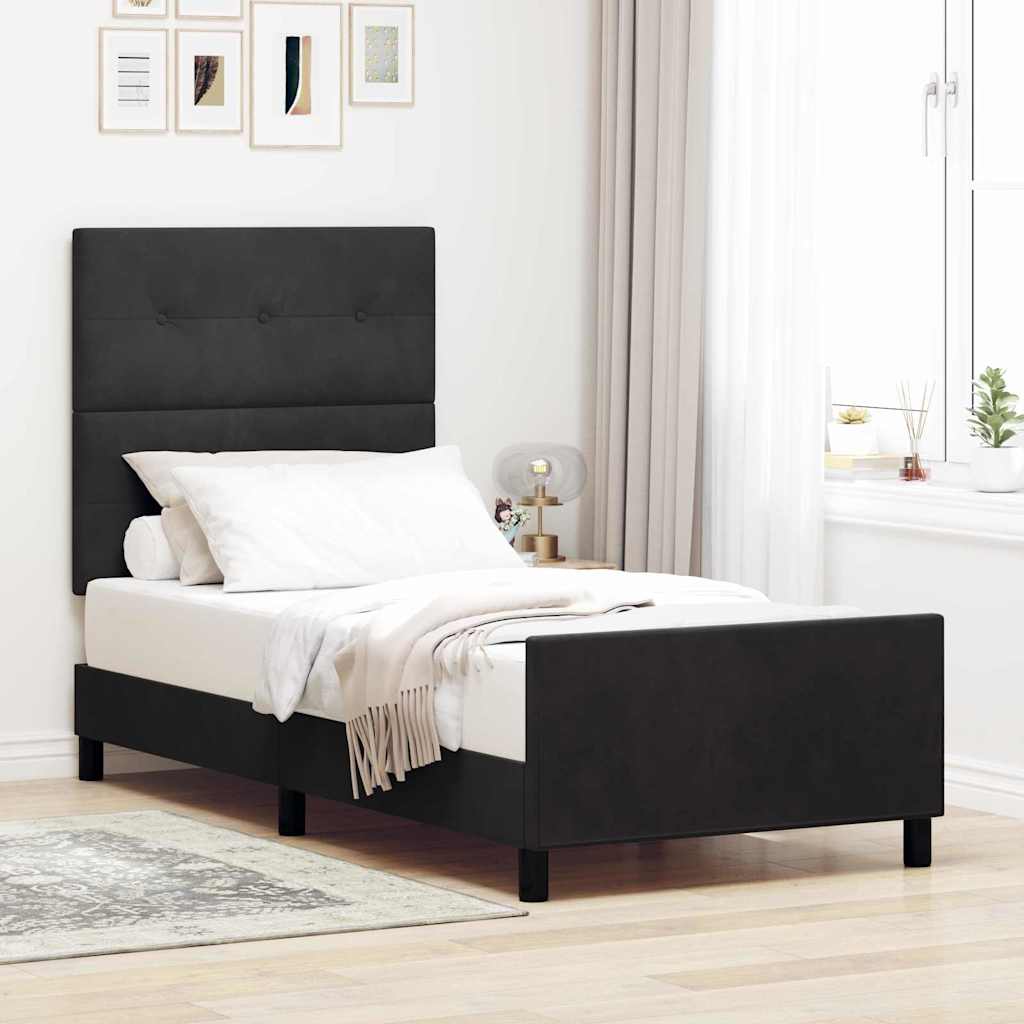 Krevet s opruga kutije s uzglavljem Crna 80 x 200 cm Baršun