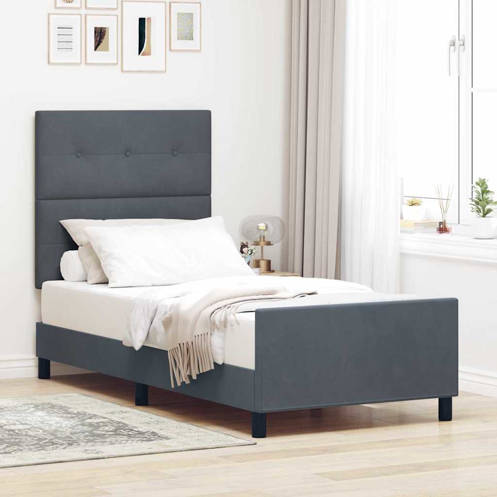 Krevet s opruga kutije Tamno siva 90 x 190 cm Baršun