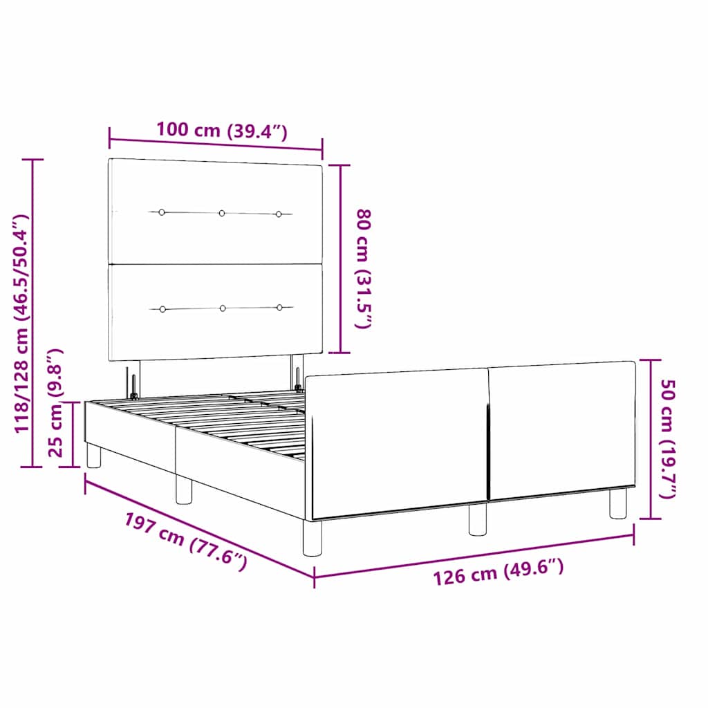 Krevet s opruga kutije s uzglavljem Crna 120 x 190 cm Baršun