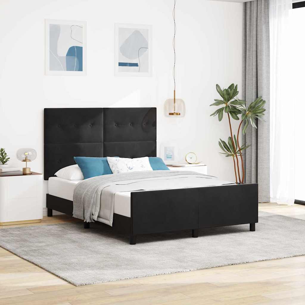 Krevet s opruga kutije s uzglavljem Crna 140 x 200 cm Baršun