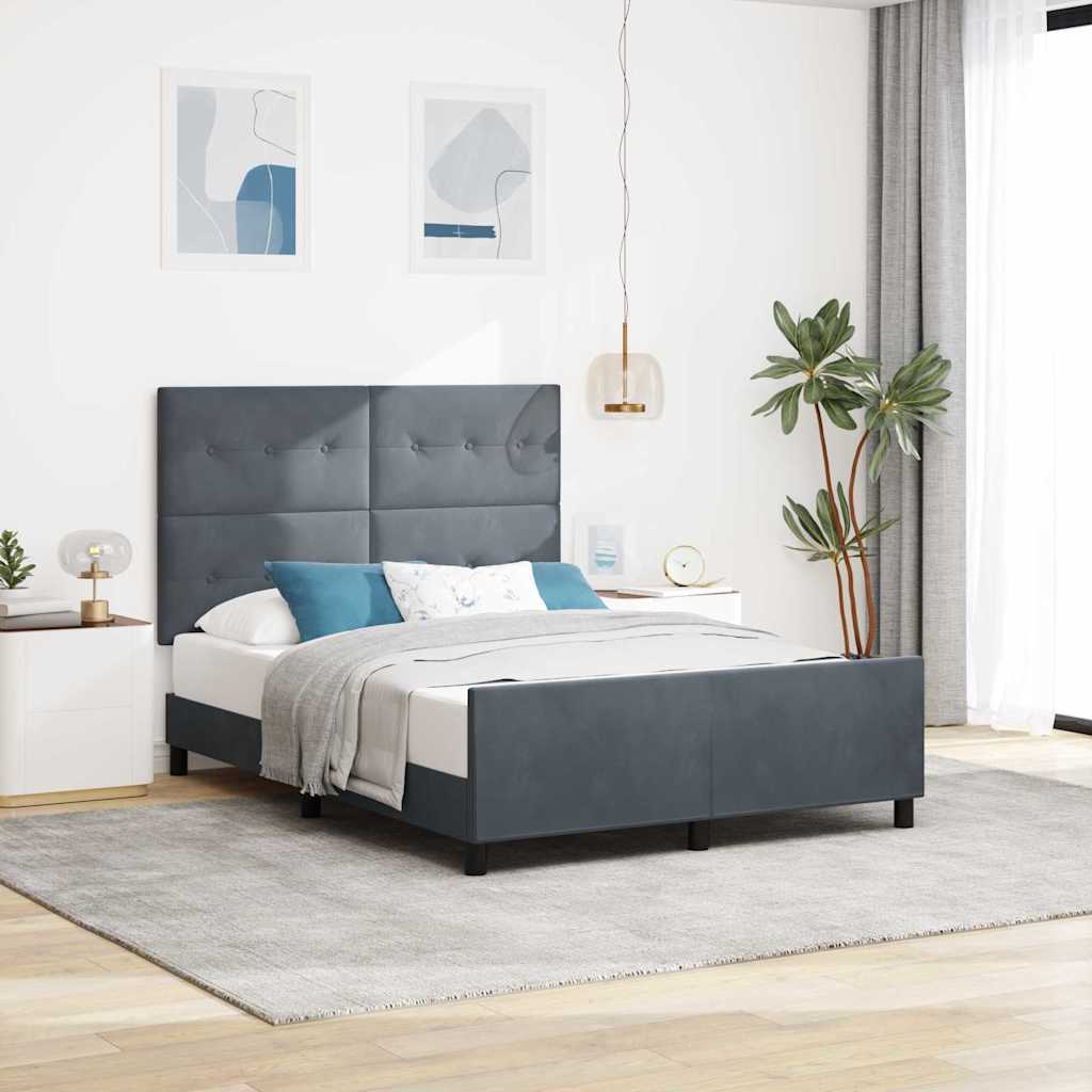 Krevet s opruga kutije Tamno siva 160 x 200 cm Baršun