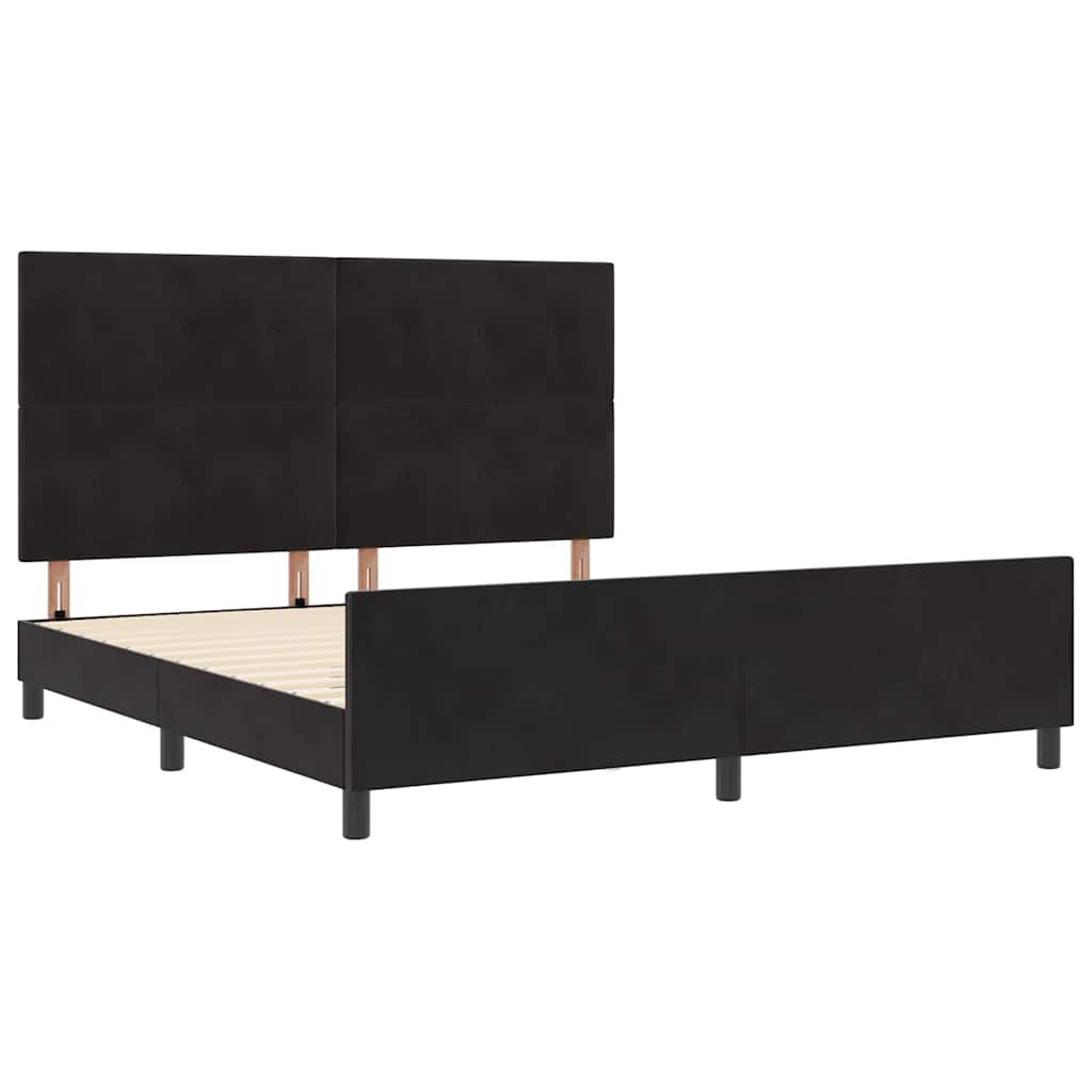 Krevet s opruga kutije s uzglavljem Crna 180 x 200 cm Baršun