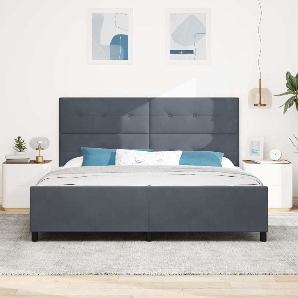 Krevet s opruga kutije Tamno siva 200 x 200 cm Baršun