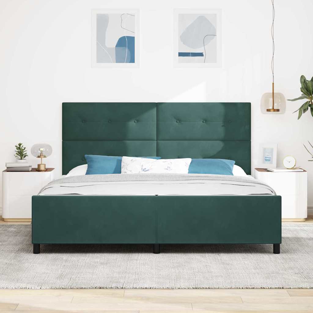Krevet s opruga kutije Tamnozelena 200 x 200 cm Baršun