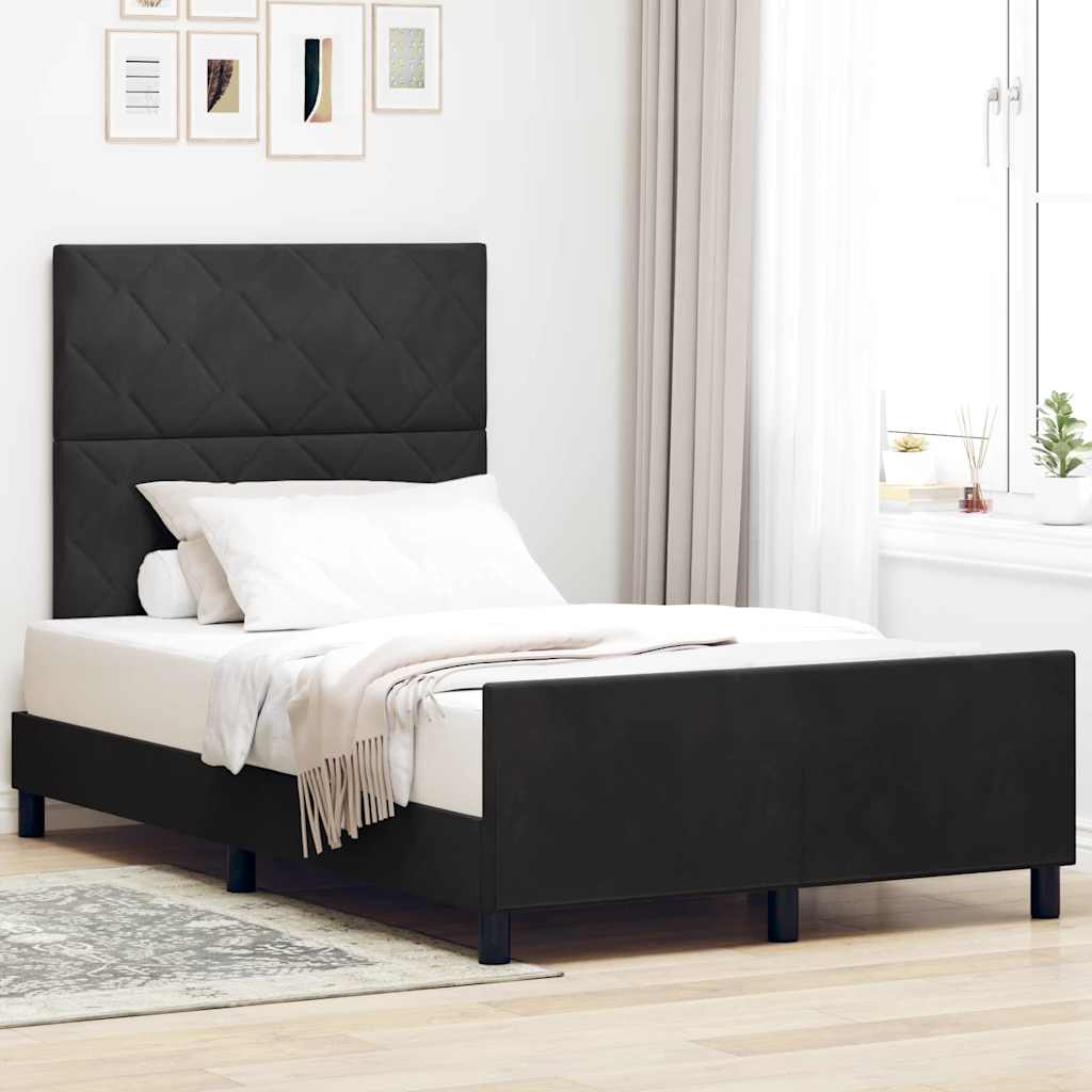 Krevet s opruga kutije s uzglavljem Crna 120 x 200 cm Baršun