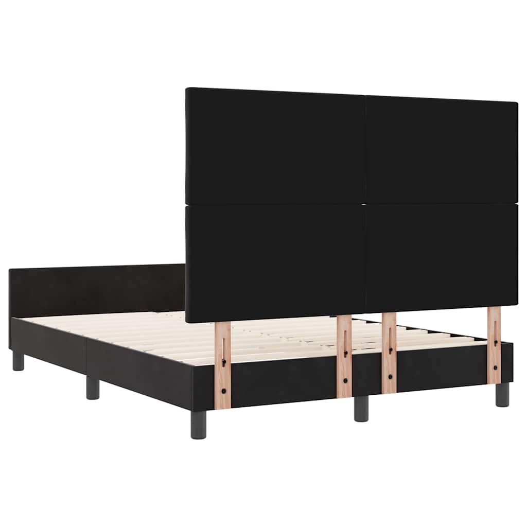 Krevet s opruga kutije s uzglavljem Crna 140 x 190 cm Baršun