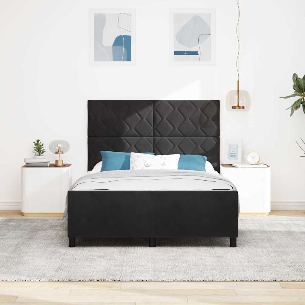 Krevet s opruga kutije s uzglavljem Crna 140 x 200 cm Baršun