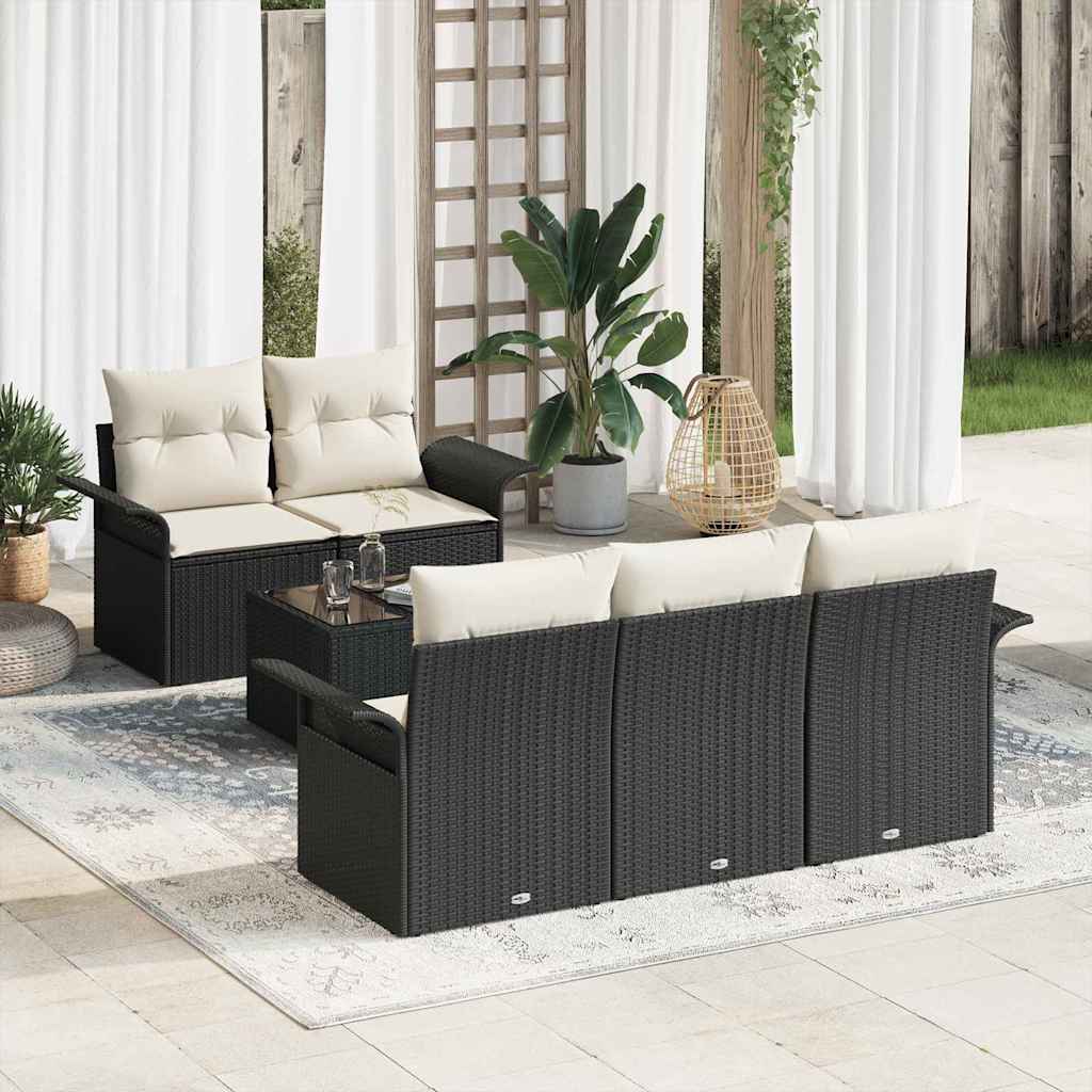 Sjedeća garnitura za vrt 6 pcs Crna i Krema 55 x 55 x 37 cm