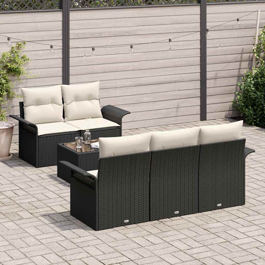 Sjedeća garnitura za vrt 6 pcs Crna i Krema 55 x 55 x 37 cm