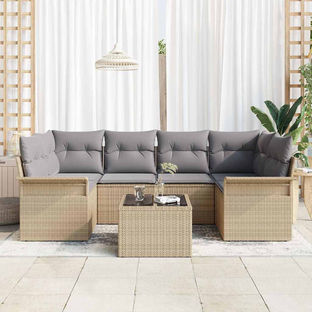 Sjedeća garnitura za vrt 7 pcs Bež i siva 55 x 55 x 37 cm
