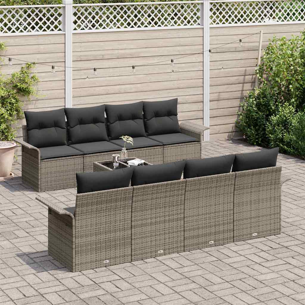 Sjedeća garnitura za vrt 9 pcs Siva 55 x 55 x 37 cm poliratan